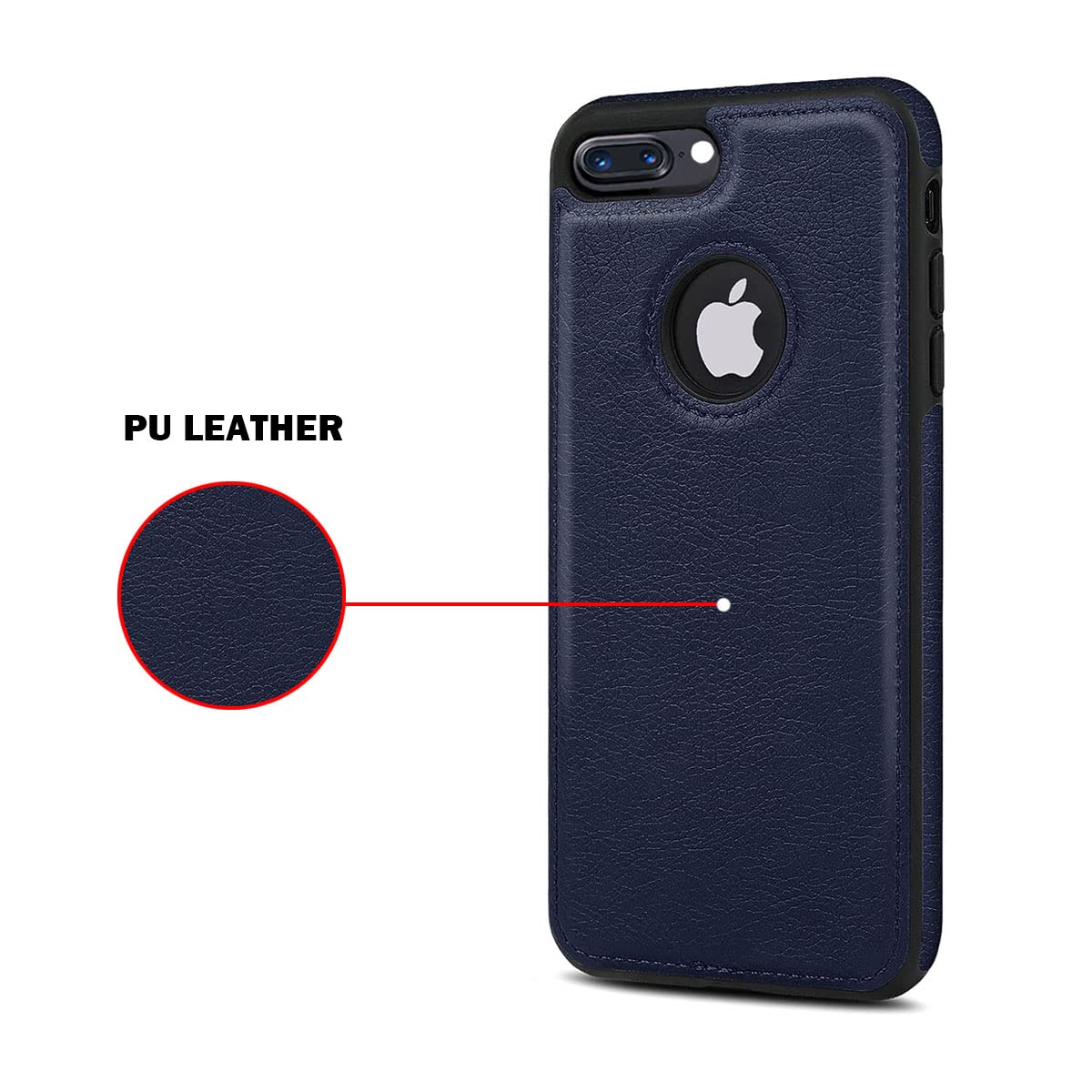 iPhone 8 Plus Original PU Leather Case Classic Luxury Elegant with Logo Cut - Blue