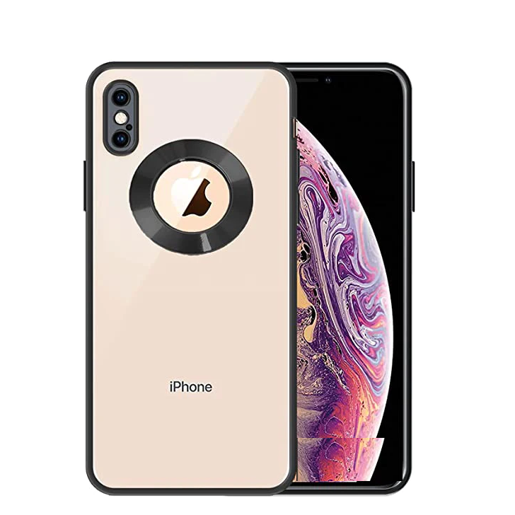 iPhone Xs Max Transparent Electroplating Case with Camera Protection - Black
