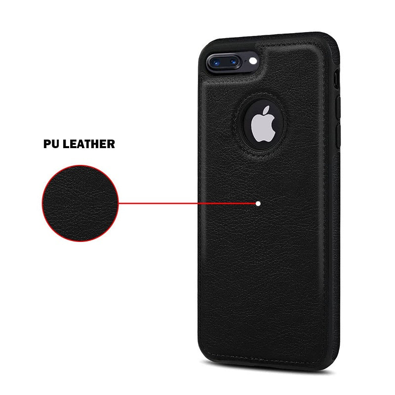 iPhone 8 Plus Original PU Leather Case Classic Luxury Elegant with Logo Cut - Black