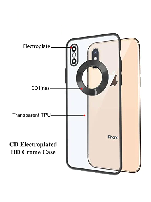 iPhone X/Xs Transparent Electroplating Case with Camera Protection - Black