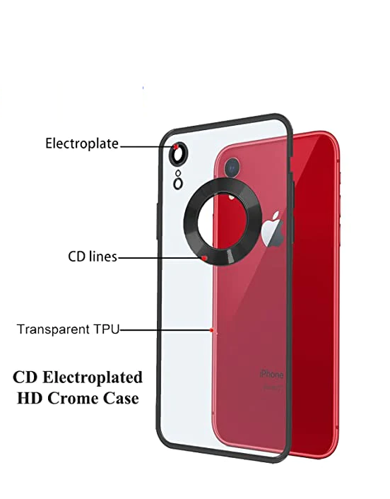 iPhone Xr Transparent Electroplating Case with Camera Protection - Black