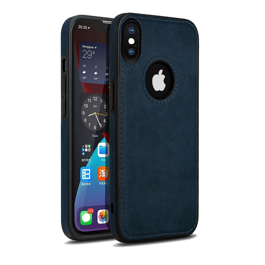 iPhone X/Xs Original PU Leather Case Classic Luxury Elegant with Logo Cut - Blue