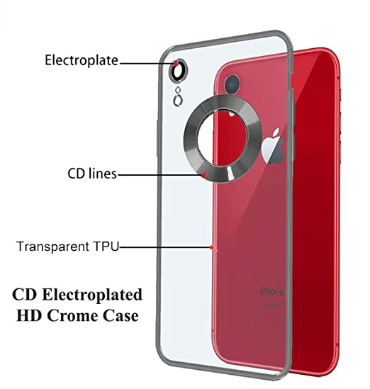 iPhone Xr Transparent Electroplating Case with Camera Protection - Silver
