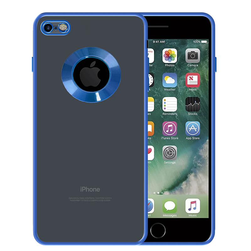 iPhone 6 Plus / 6s Plus Transparent Electroplating Case with Camera Protection - Blue