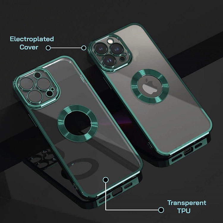 iPhone 14 Pro Transparent Electroplating Case with Camera Protection - Green