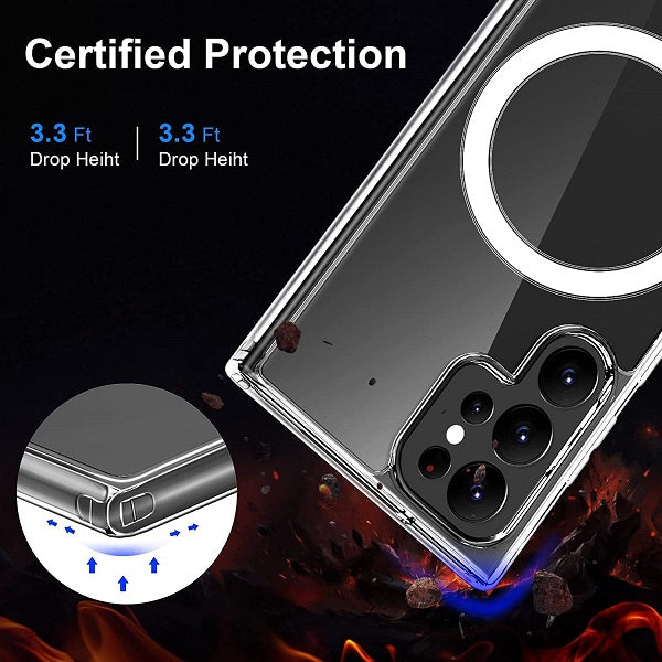Samsung Galaxy S22 Ultra Hybrid Magnetic Protective Clear Case - Transparent