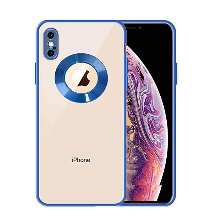 iPhone Xs Max Transparent Electroplating Case with Camera Protection - Blue