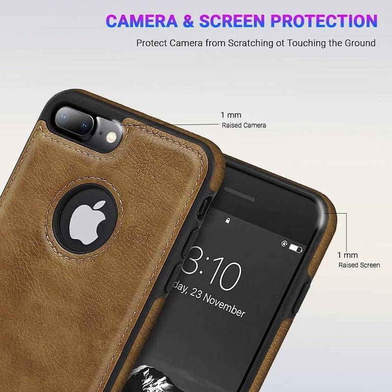 iPhone 7 Plus Original PU Leather Case Classic Luxury Elegant with Logo Cut - Brown