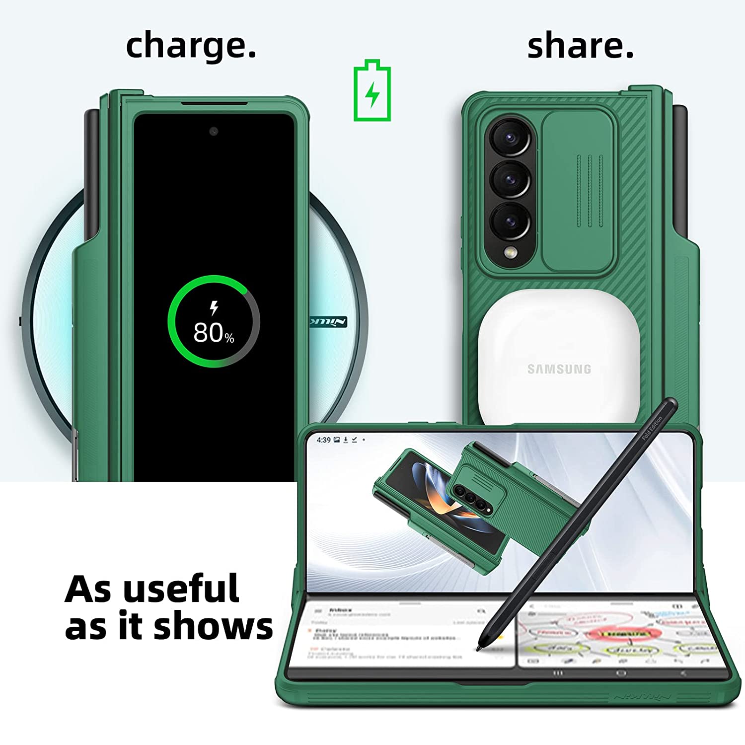 Samsung Galaxy Z Fold 4 Camshield Pro Case S Pen Holder With Camera Protection
