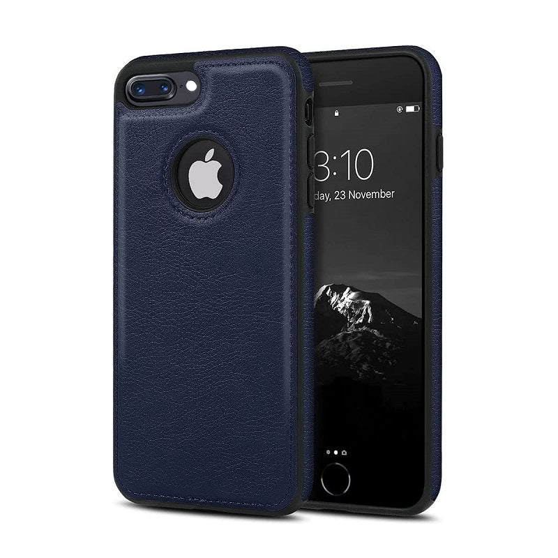 iPhone 7 Plus Original PU Leather Case Classic Luxury Elegant with Logo Cut - Blue