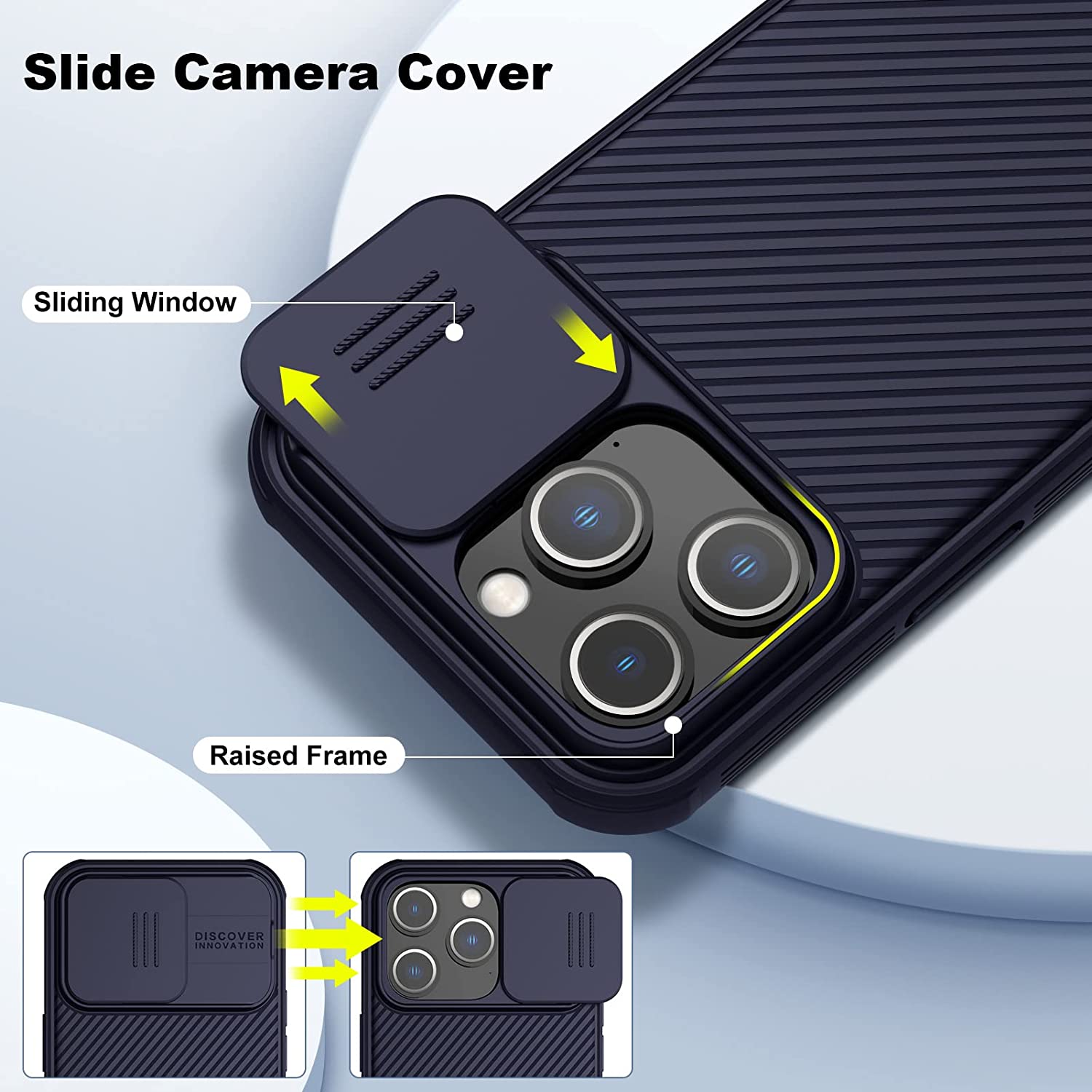 iPhone 14 Pro Max Nilkin CamShield Pro Camera Open Close All Side Protection Case- Black