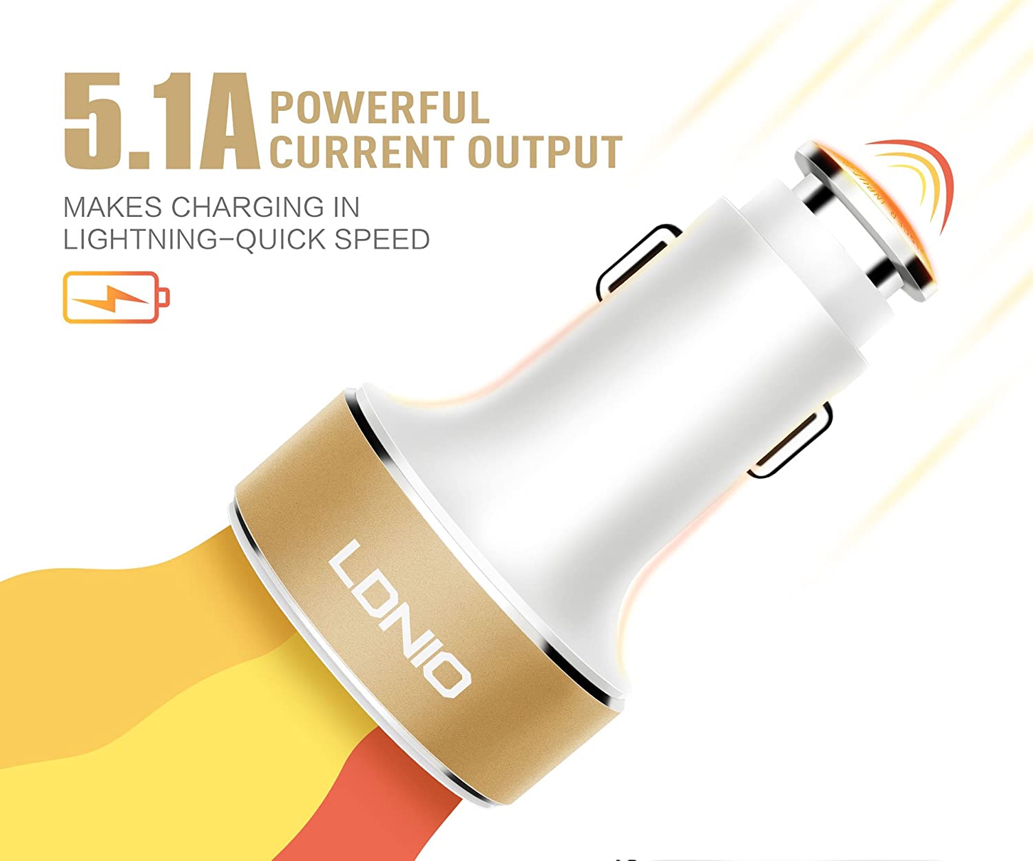 LDNIO 3 USB Port Universal Charging Car Charger For Mobile Phone 5V/5.1A Adapter