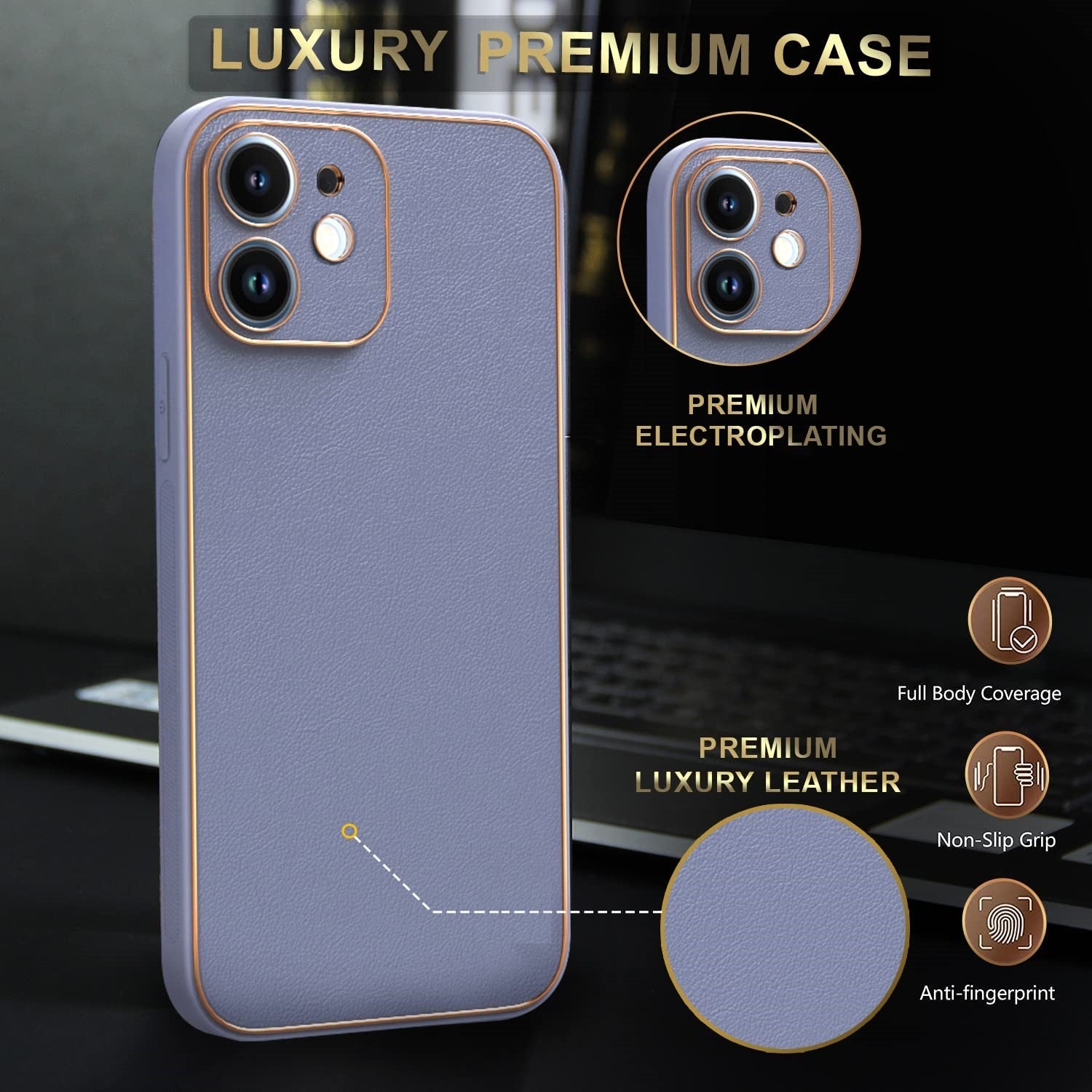 iPhone 11 Original Leather Case Gold Plated With Camera Protection and Logo