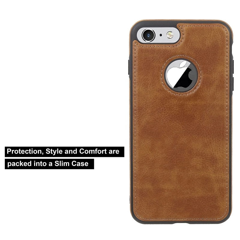 iPhone 7 Original PU Leather Case Classic Luxury Elegant with Logo Cut - Brown