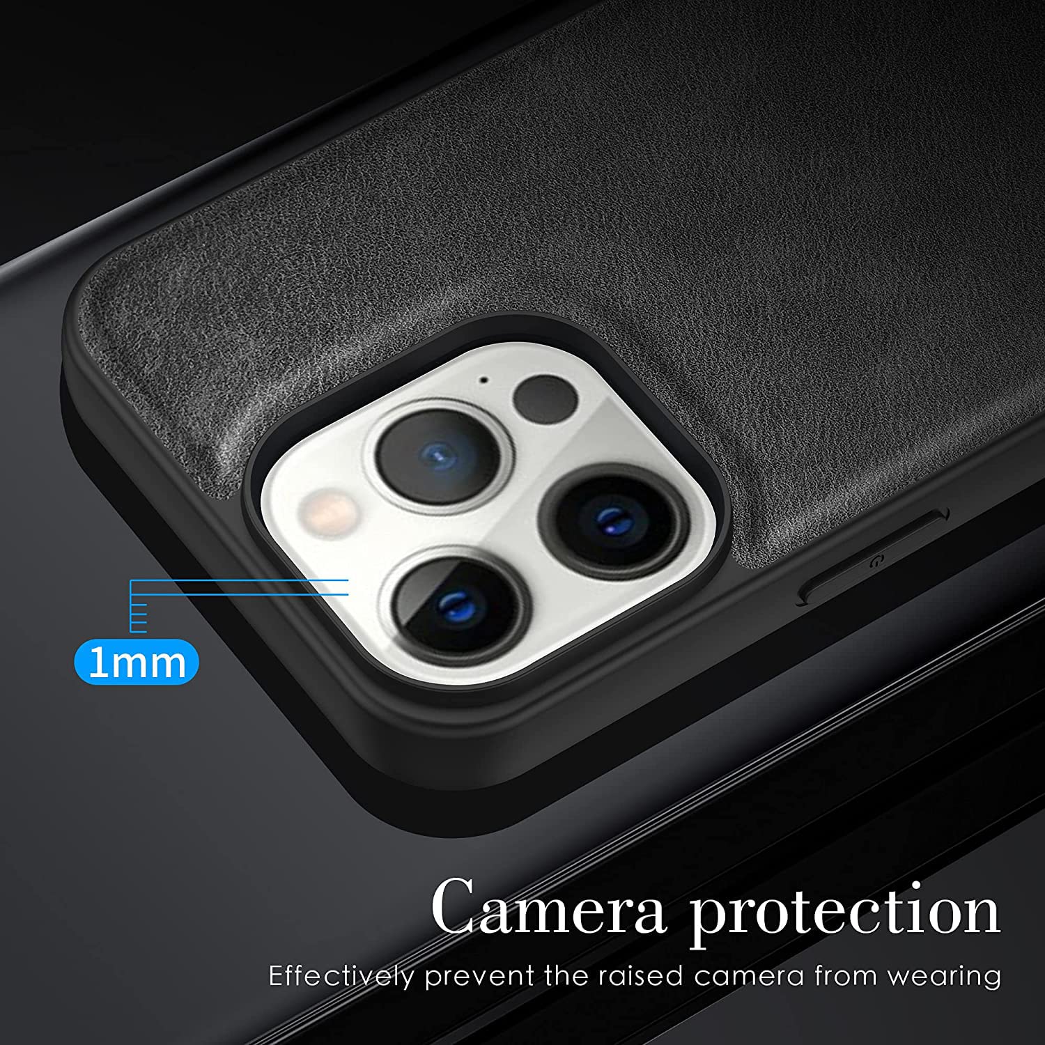 iPhone 12 Pro Max Premium Leather Case with Soft Edges - Black