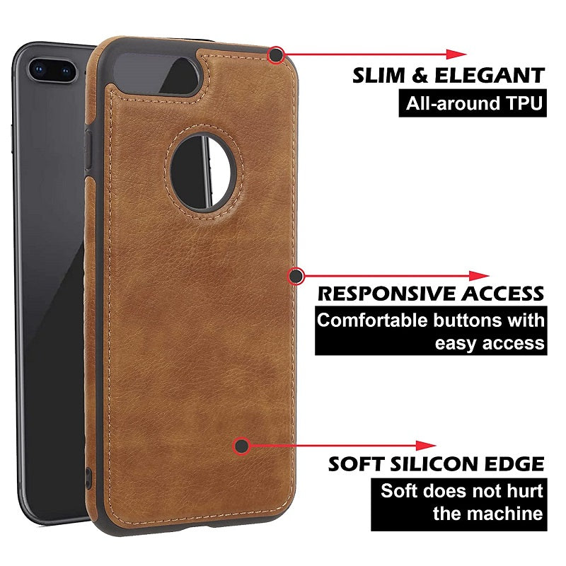 iPhone 7 Original PU Leather Case Classic Luxury Elegant with Logo Cut - Brown