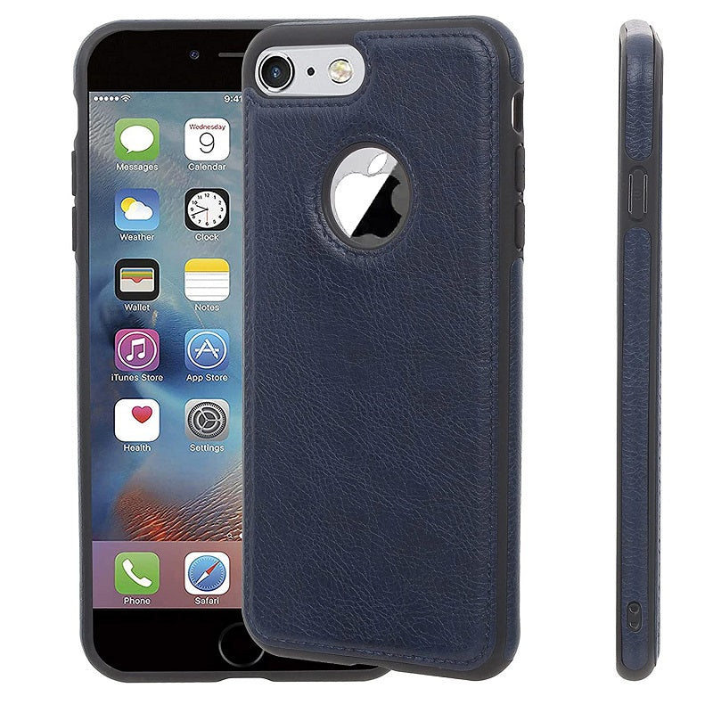 iPhone 7 Original PU Leather Case Classic Luxury Elegant with Logo Cut - Blue