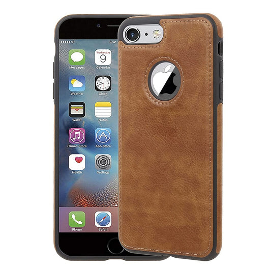 iPhone 8 Original PU Leather Case Classic Luxury Elegant with Logo Cut - Brown