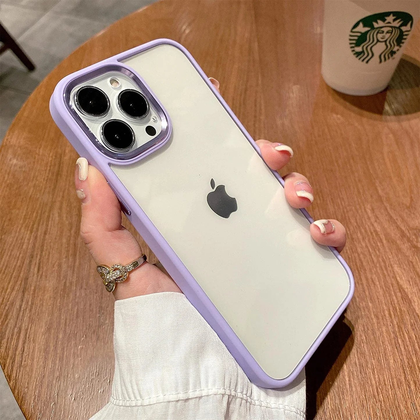 iPhone 13 Pro Ultra Slim Crystal Clear Hybrid Metal Circel Anti Yellow Case