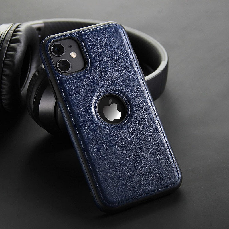 iPhone 12 Mini Original PU Leather Case Classic Luxury Elegant with Logo Cut - Blue
