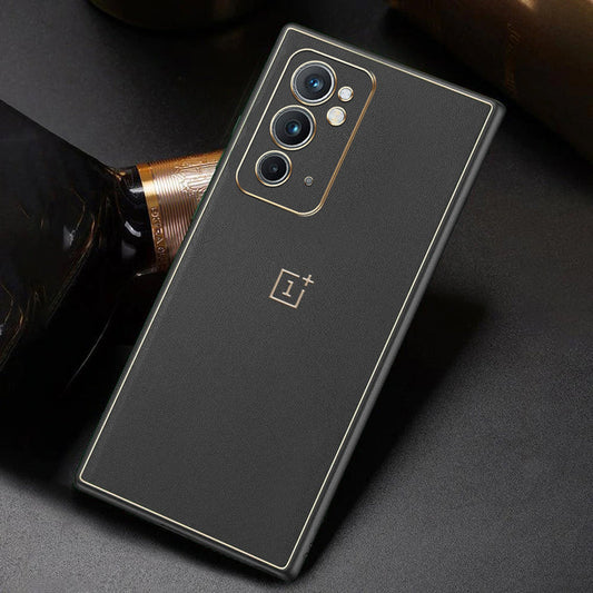 OnePlus 9RT Luxurious Leather Case With Gold Plated with Logo
