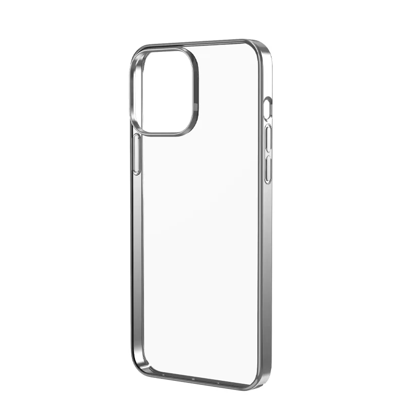 iPhone 14 Ultra Thin Transparent Metallic Bumper Hard Case