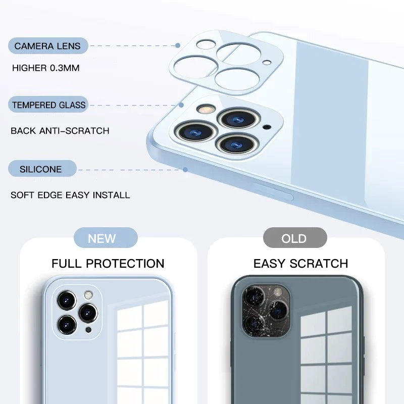 iPhone 13 Pro Max Glass Case with Logo and Camera Protection
