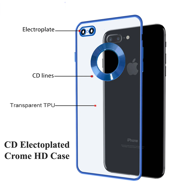 iPhone 7/8 Transparent Electroplating Case with Camera Protection - Blue