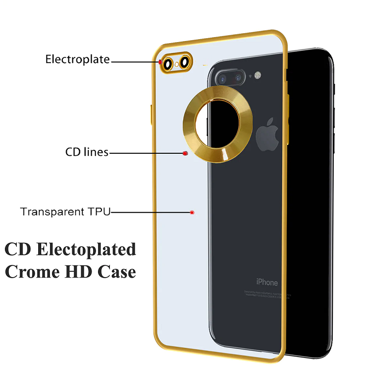 iPhone 7/8 Transparent Electroplating Case with Camera Protection - Gold