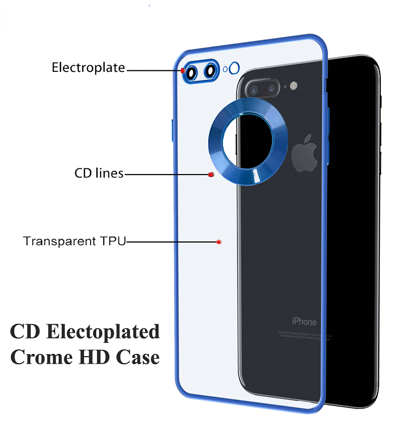 iPhone 7 Plus / 8 Plus Transparent Electroplating Case with Camera Protection - Blue