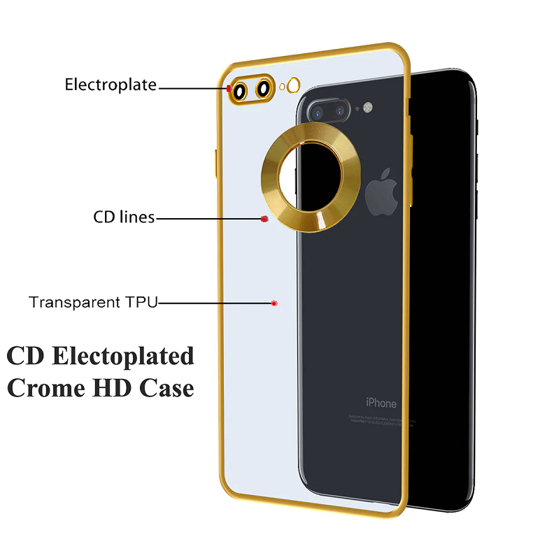 iPhone 7 Plus / 8 Plus Transparent Electroplating Case with Camera Protection - Gold