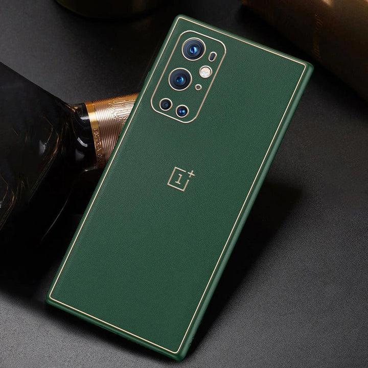 OnePlus 9 Pro Luxurious Leather Case With Gold Plated with Logo