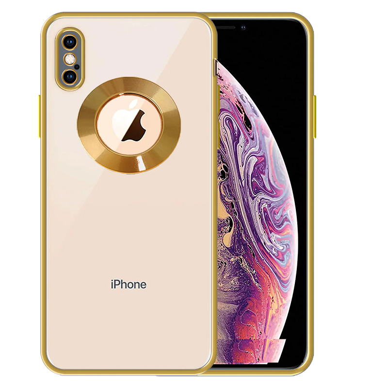iPhone Xs Max Transparent Electroplating Case with Camera Protection - Gold