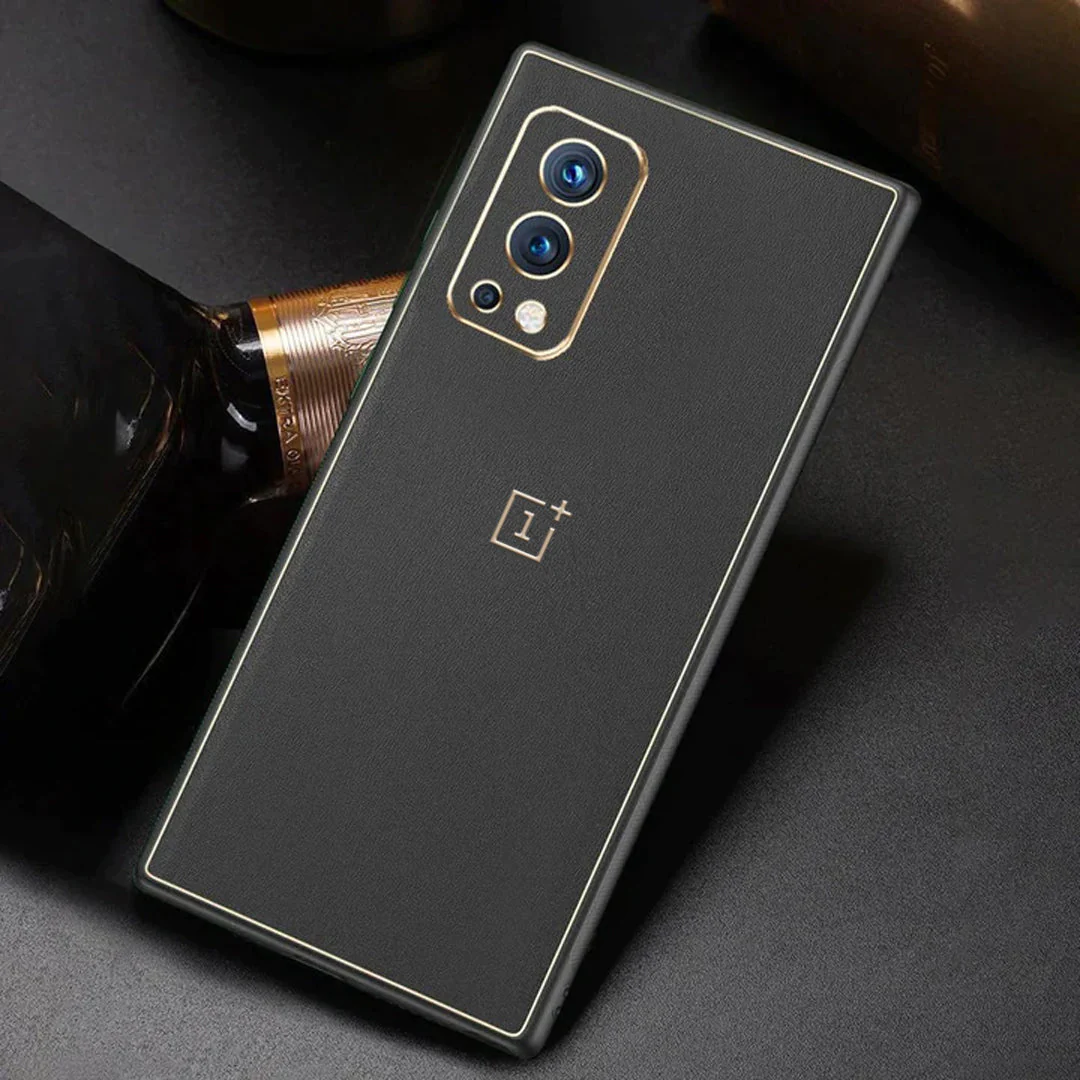 OnePlus Nord 2 Luxurious Leather Case With Gold Plated with Logo