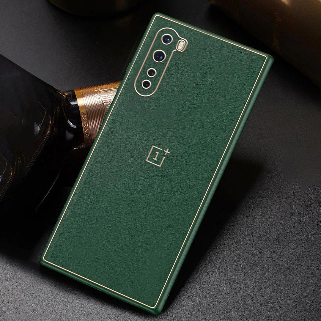 OnePlus Nord Luxurious Leather Case With Gold Plated with Logo