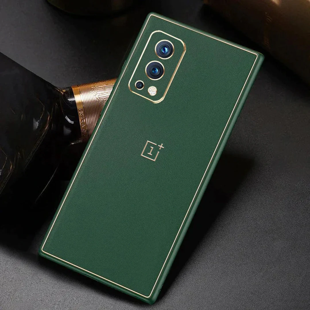 OnePlus Nord 2 Luxurious Leather Case With Gold Plated with Logo