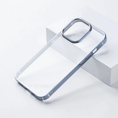 iPhone 14 Ultra Thin Transparent Metallic Bumper Hard Case
