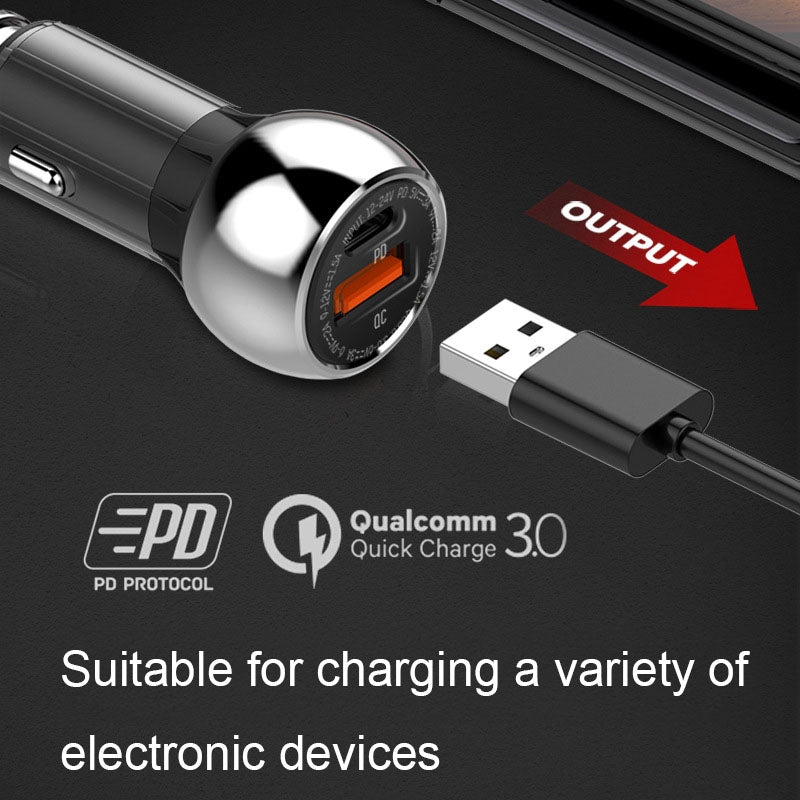 LDNIO PD QC3.0 CAR CHARGER DUAL USB 36W W TYPE-C USB CABLE