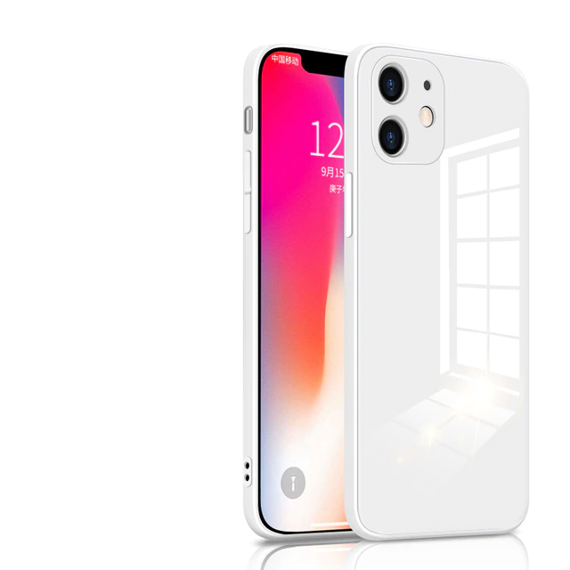 iPhone 11 Pro Max Glass Case with Logo and Camera Protection