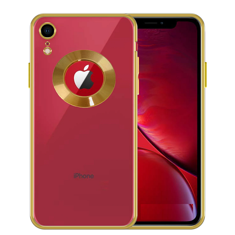 iPhone Xr Transparent Electroplating Case with Camera Protection - Gold