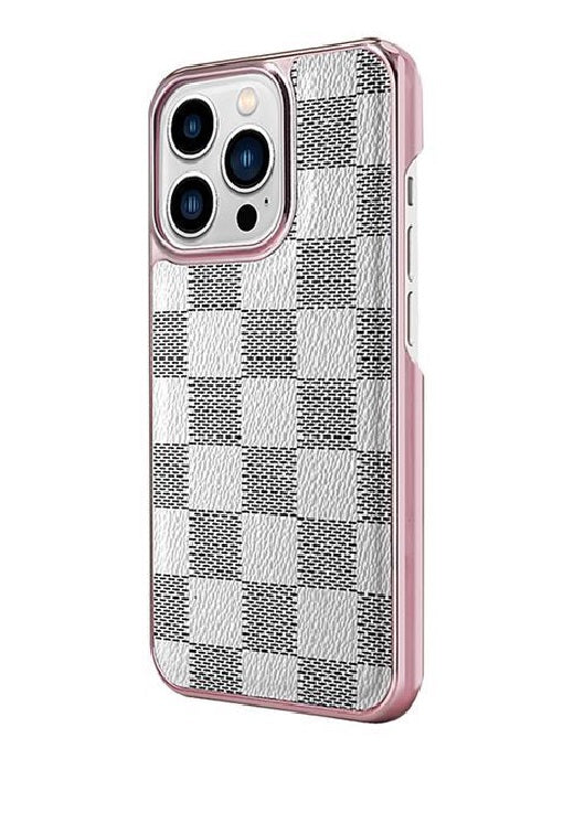 iPhone 13 Pro Max Burberry Classic Pattern Leather Case with Camera Protection