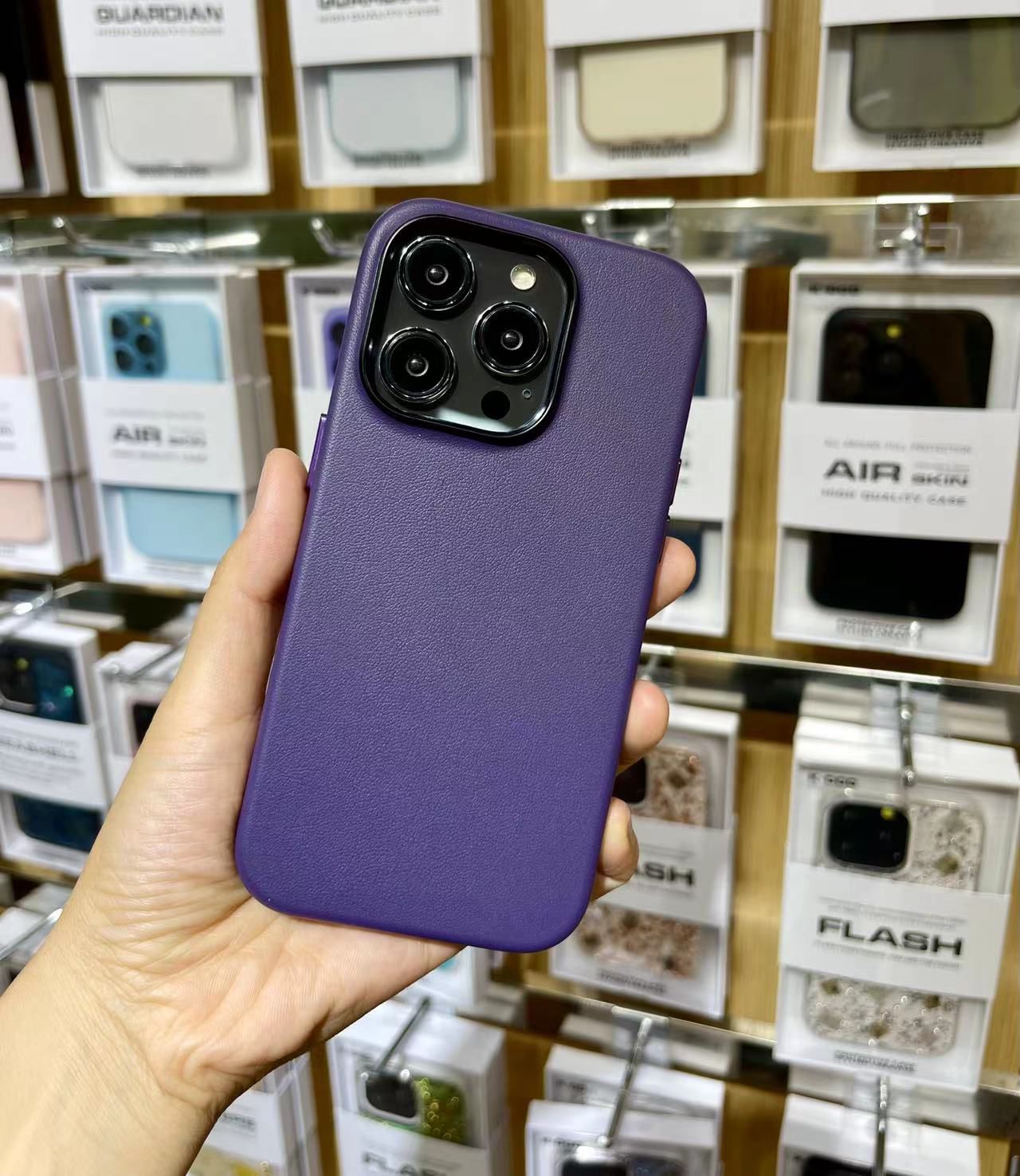 iPhone 14 Pro Max Genuine Leather Case-Purple