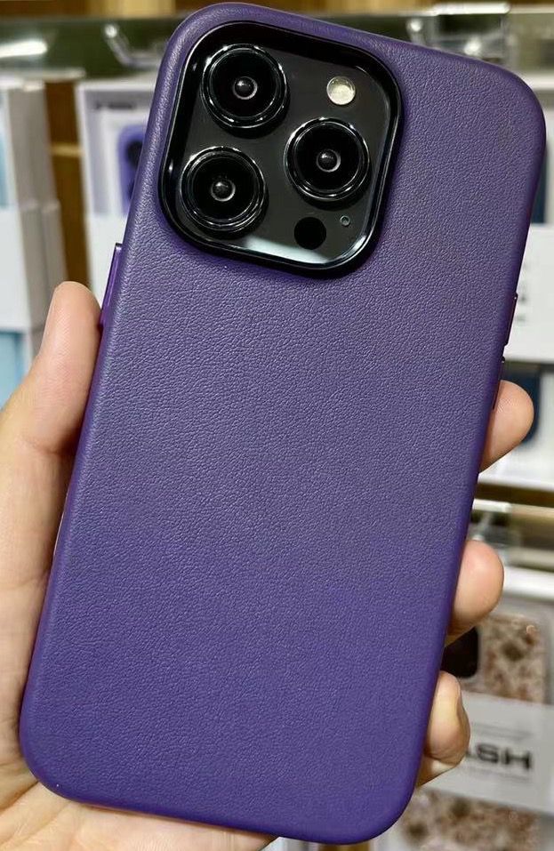 iPhone 14 Plus Genuine Leather Case-Purple