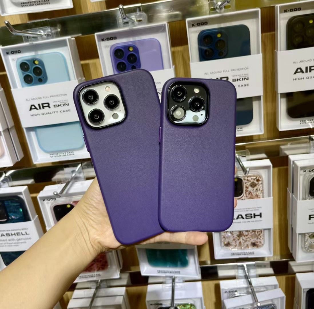 iPhone 14 Pro Genuine Leather Case-Purple