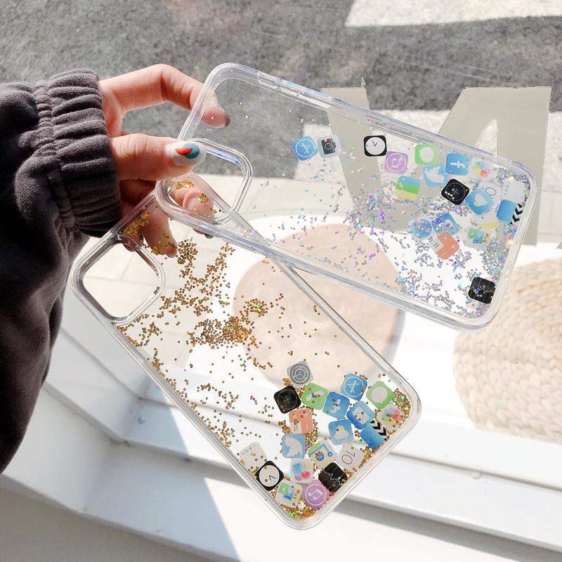 iPhone 14 Plus Floating App Quick Sand Case-Transparent