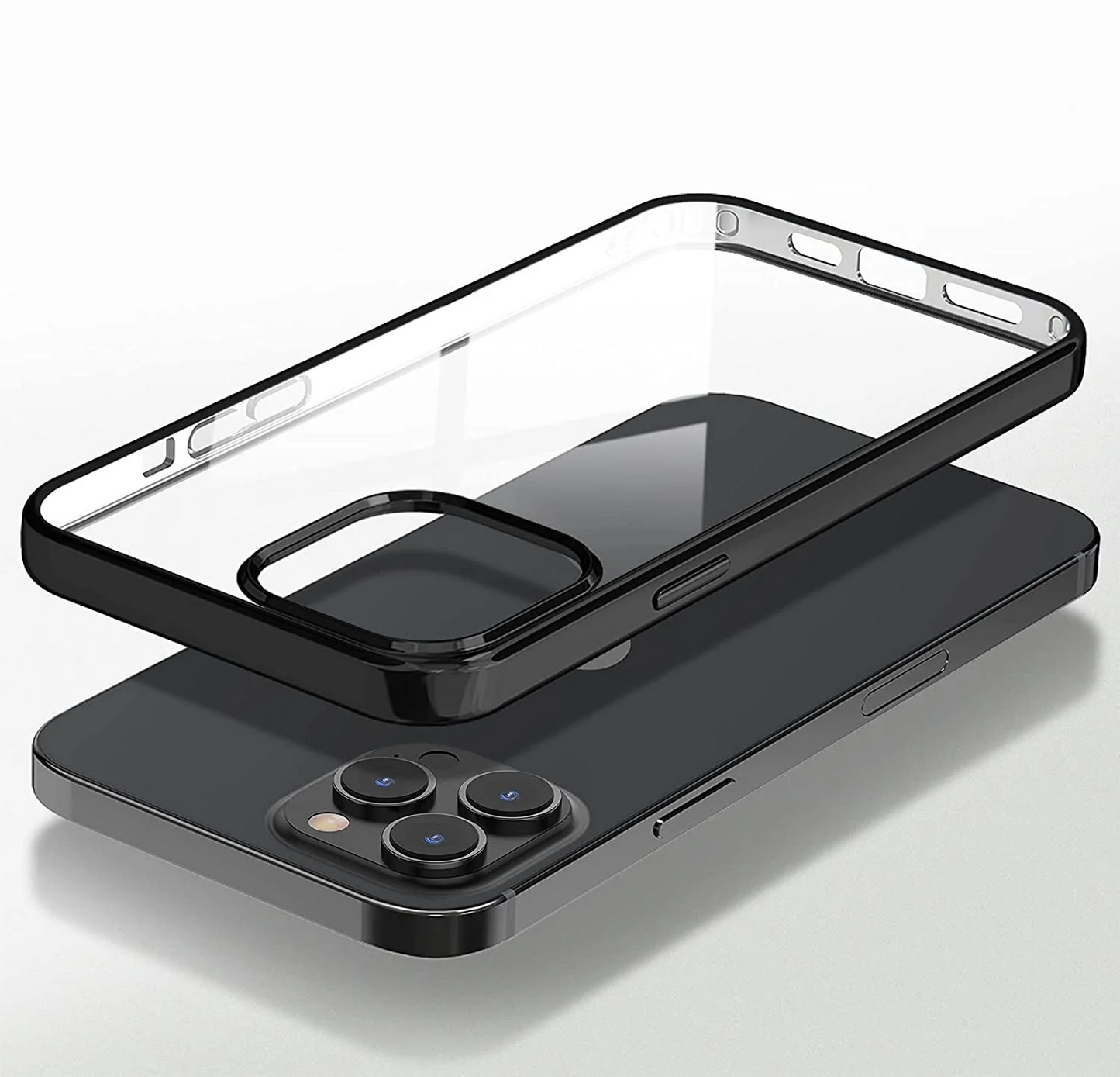 iPhone 14 Ultra Thin Transparent Metallic Bumper Hard Case