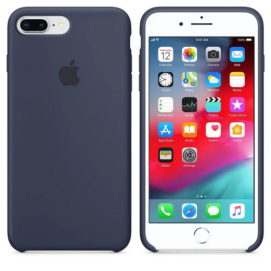 iPhone 7 Plus/8 Plus Original Liquid Silicon Case with Logo - Dark Blue