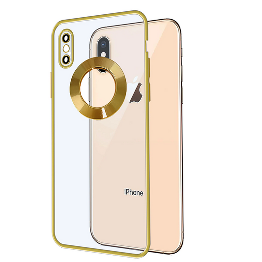 iPhone Xs Max Transparent Electroplating Case with Camera Protection - Gold