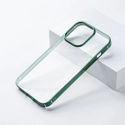 iPhone 14 Ultra Thin Transparent Metallic Bumper Hard Case