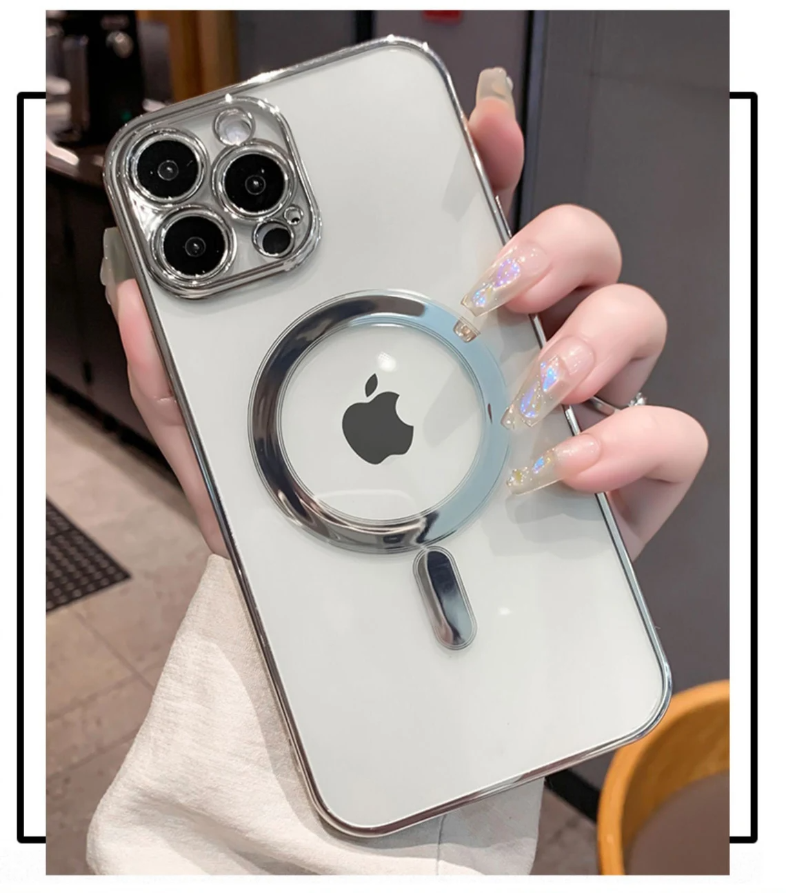 iPhone 13 Pro Max Transparent Electroplating MagSafe Case with Camera Protection